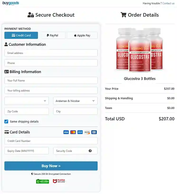 Glucostra Order Page